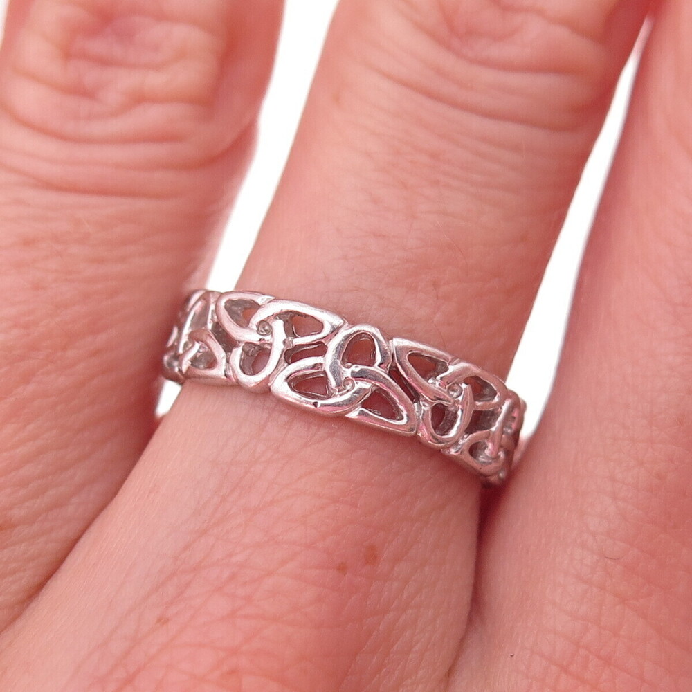 Solvar 925 Sterling Silver Vintage Ireland Celtic Trinity Knot Ring Size 7.25